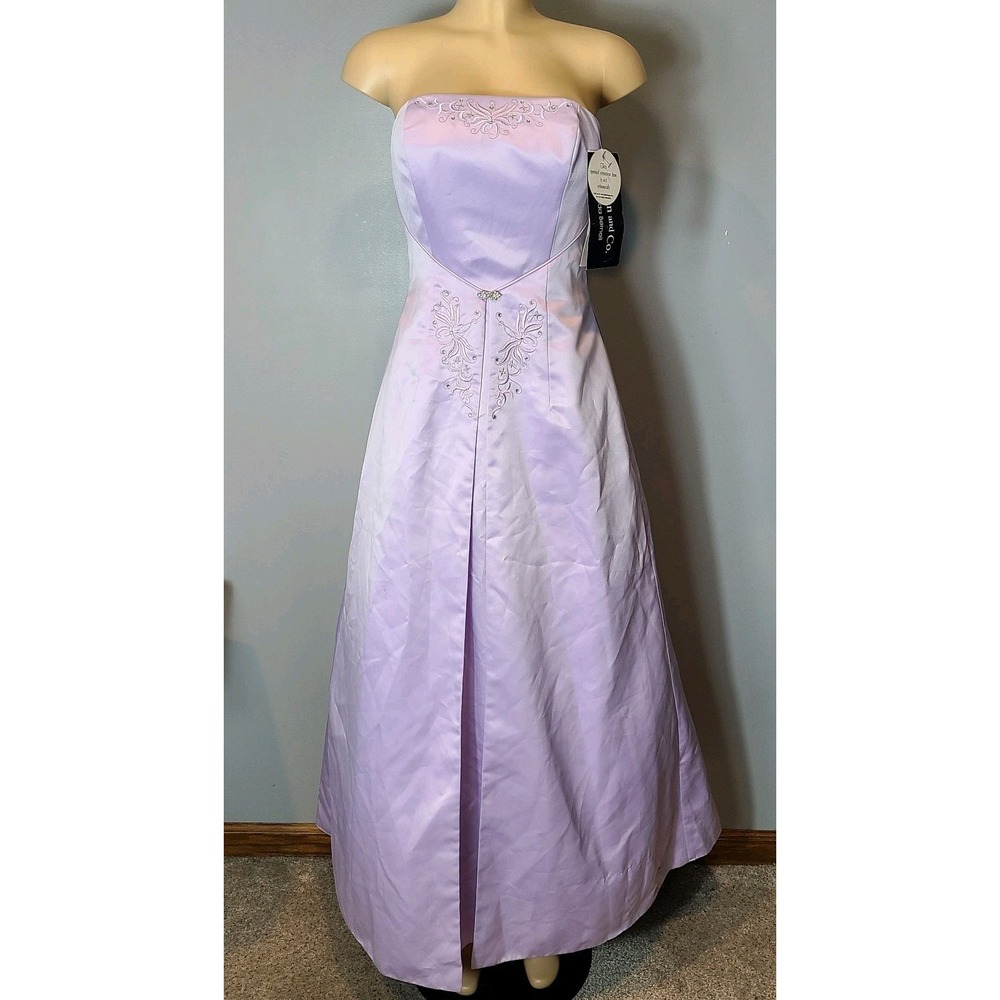 Vintage 90s Dreamy Purple Dress Formal Women Sz Small Hoco Regency Prom Basque